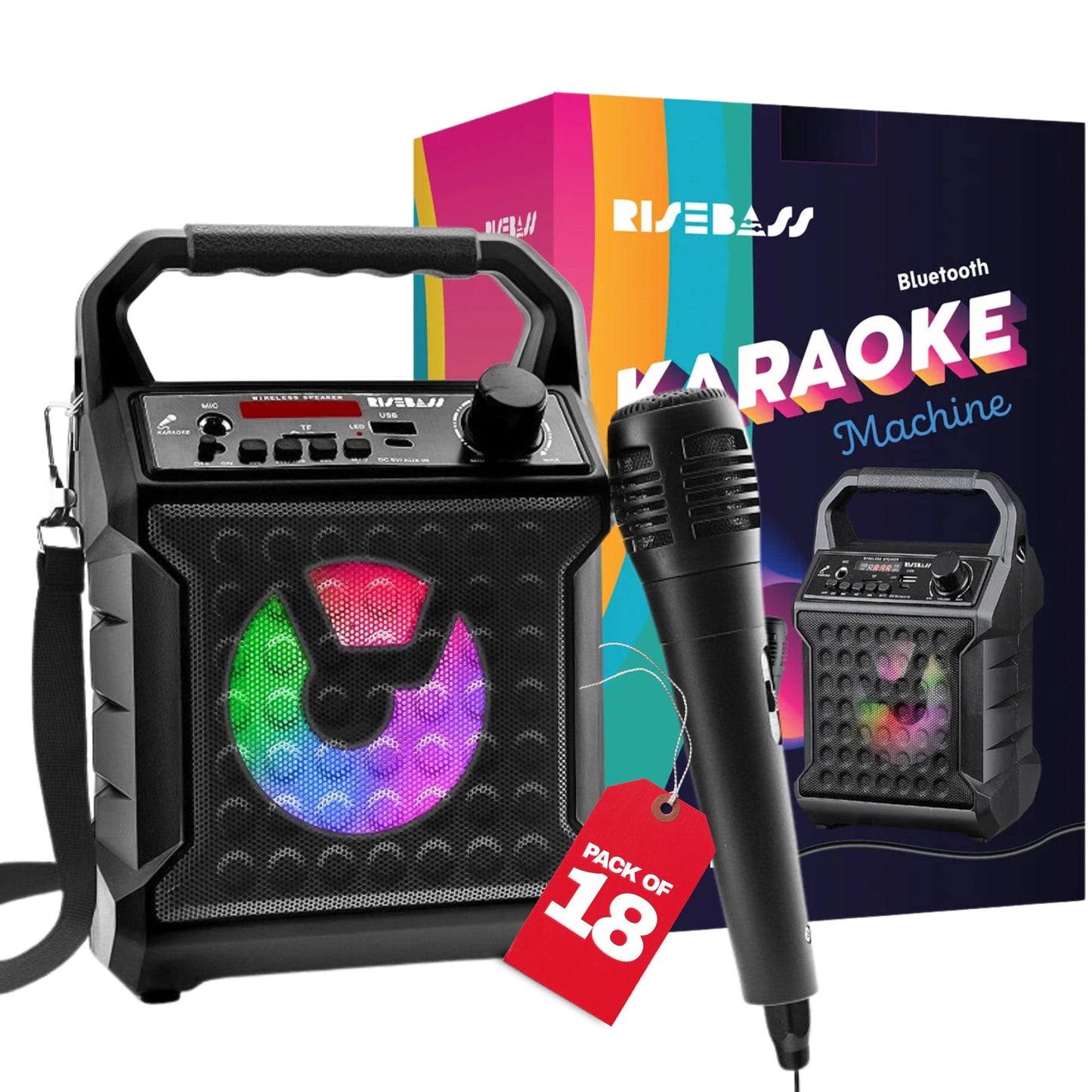 Wireless Bluetooth Karaoke Machine | Portable Party Speaker with LED Lights