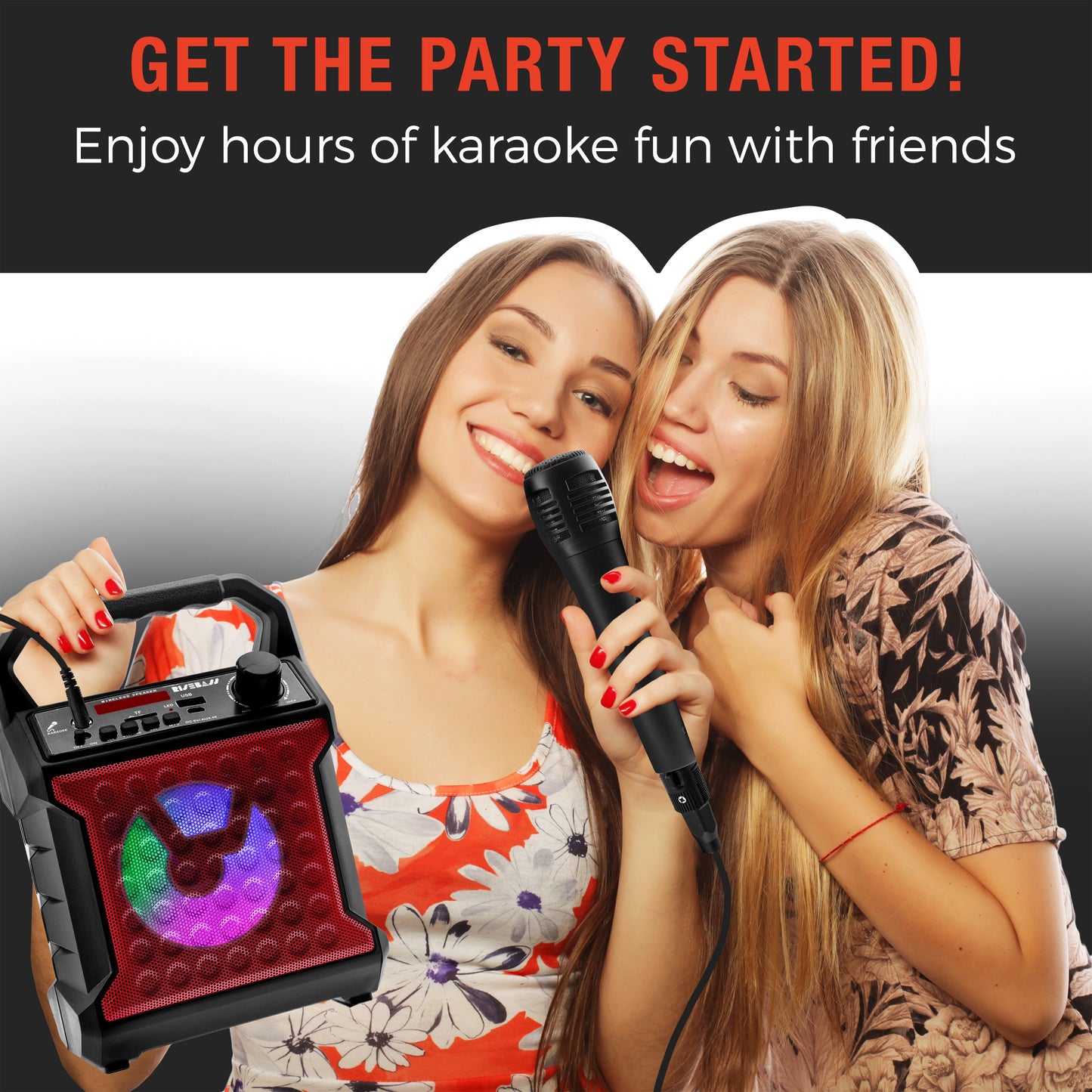 Wireless Bluetooth Karaoke Machine | Portable Party Speaker with LED Lights