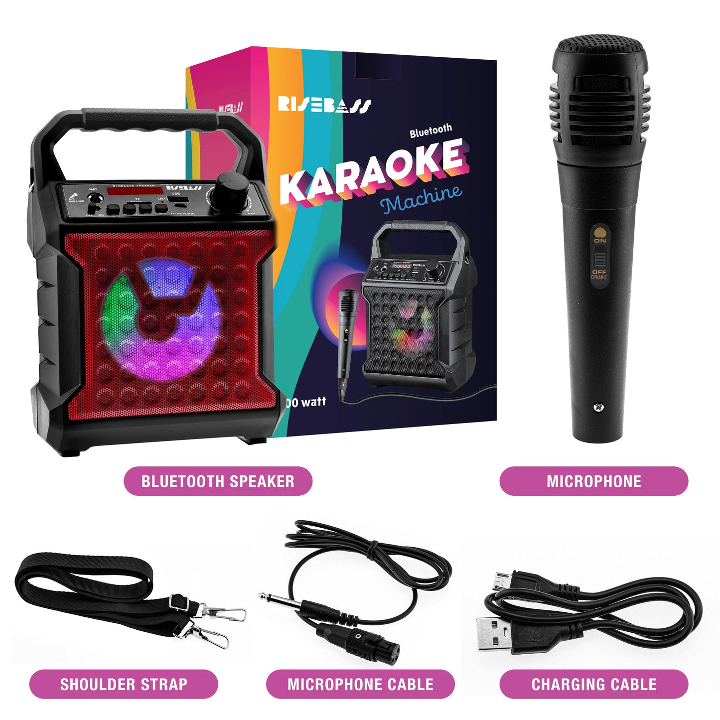 Wireless Bluetooth Karaoke Machine | Portable Party Speaker with LED Lights