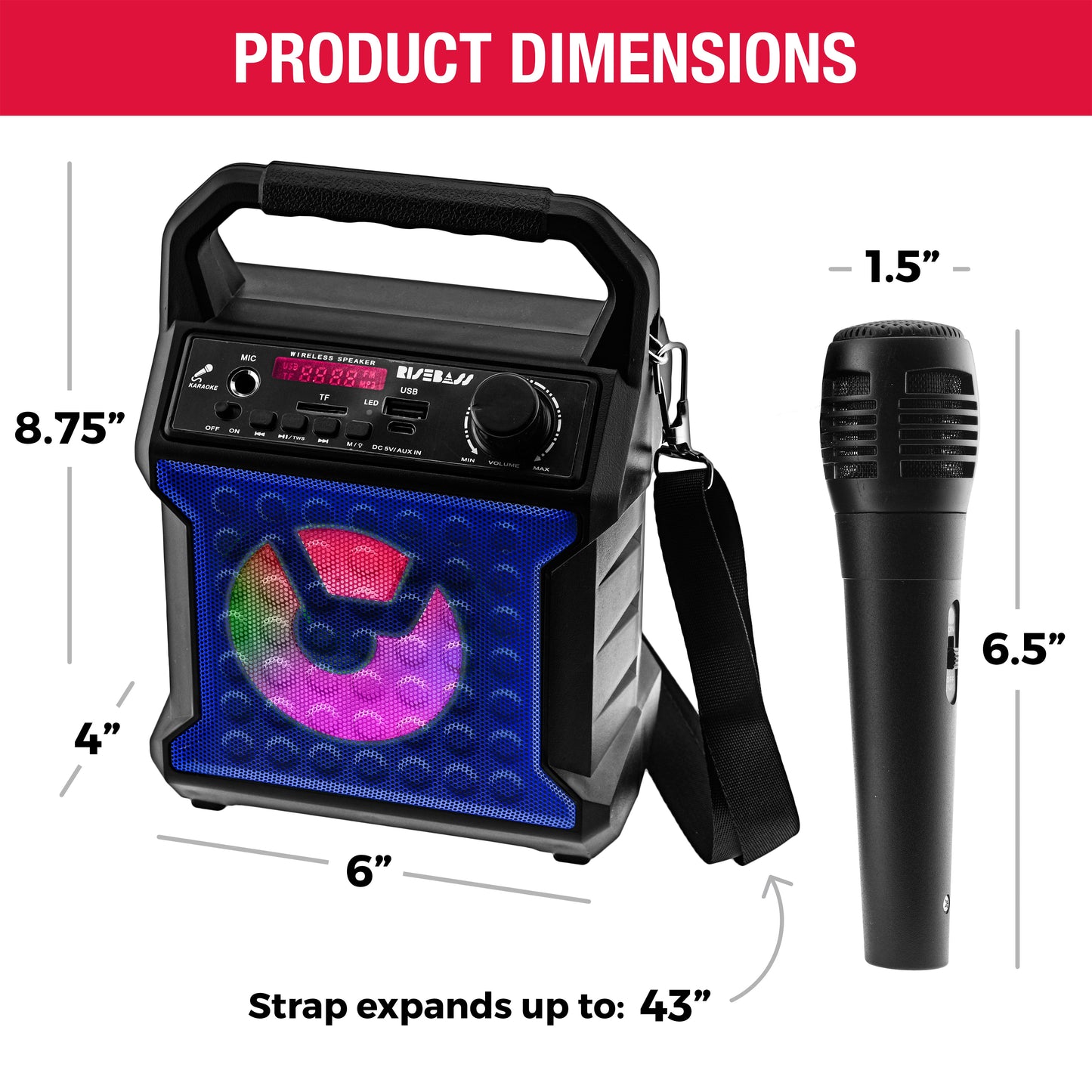 Wireless Bluetooth Karaoke Machine | Portable Party Speaker with LED Lights
