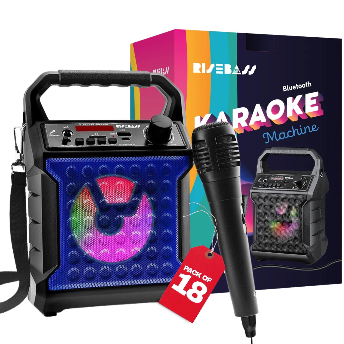 Wireless Bluetooth Karaoke Machine | Portable Party Speaker with LED Lights
